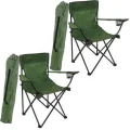 Genel Ürün Metal Katlanır Kamp Sandalyesi Yeşil 2 Adet Tek Kişilik Katlanabilir 2li Yeşil