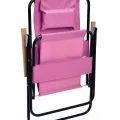 Genel Ürün 0,5 - 3 kg Yastıklı yüksek sırtlı katlanır büyük boy kamp piknik sandalyesi, ağaç kollu-PEMBE Pembe