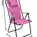 Genel Ürün 0,5 - 3 kg Yastıklı yüksek sırtlı katlanır büyük boy kamp piknik sandalyesi, ağaç kollu-PEMBE Pembe