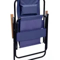 Genel Ürün Tek Kişilik Yastıklı yüksek sırtlı katlanır büyük boy kamp piknik sandalyesi, ağaç kollu-Lacivert T