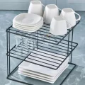 Dolap Düzenleyici Dolap İçi Tabak Düzenleyici 3 Katlı Tabaklık Raf SİYAH - 1 - Metal - Mutfak - 20 x 20 - Siyah