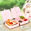 Genel Ürün 2 Katlı 4 Bölmeli Pembe Premium Kiddy Lunch Box - Premium 3 1 Beslenme Çantası - Yemek Saklama Kabı