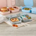 Genel Ürün 2 Katlı 4 Bölmeli Pembe Premium Kiddy Lunch Box - Premium 3 1 Beslenme Çantası - Yemek Saklama Kabı