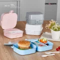 Genel Ürün 2 Katlı 4 Bölmeli Kırmızı Premium Kiddy Lunch Box - Premium 3 1 Beslenme Çantası -yemek Saklama Kabı