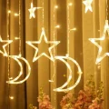 Genel Ürün Dekoratif Süsleme Işığı Ay Yıldızlı Tel Led Perde Süsleme Işığı 3 Metre Yılbaşı Doğum Günü Işık