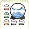 Kol Saati Hareketli Kum Sanat Yuvarlak Cam 3d Kum Saati Derin Deniz Kum Manzarası-mavi Glrshop