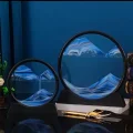 Kol Saati Hareketli Kum Sanat Yuvarlak Cam 3d Kum Saati Derin Deniz Kum Manzarası-mavi Glrshop