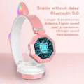 Genel Ürün Rgb Vilya Kedi Kulağı Detaylı Bluetooth Kablosuz Kulaklık Çocuk Oyuncu Fm Radyo Hafıza Kar