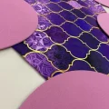 Genel Ürün Mor Macaron Desenli Runner Ve 6lı Supla Set