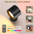 Genel Ürün Plastik Led Rgb Kablosuz Çift Taraflı Şarjlı Kumandalı Duvar Aplik Aydınlatması Siyah Ledli 2 GU10