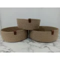 Genel Ürün Hasır Sepet 3lü El Yapımı Organizer Banyo Organizeri Çok Amaçlı Duzenleyici