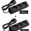 Genel Ürün Avantajlı Paket Siyah Multilet Grup Priz Uzatma Kablosu (1 Adet 3lü 3 Metre 1 Adet 3lü 5 Metre