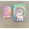 Genel Ürün fosforlu Barbie Kalem ve Magic Unicorn anı defteri Kilitlenebilir-SET KIZ ÇOCUK KIRTASİYE ÜRÜNLERİ