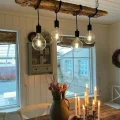 Lamba Ahşap Avize,Doğal Halatlı Aydınlatma,Rustic Tavan Lambası