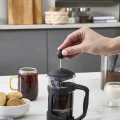 Genel Ürün Coffee Bean Kaşık Hediyeli Borosilikat Cam French Press 350 ml Siyah