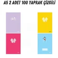 Genel Ürün 100 Yaprak Kareli Ve Çizgili A5 Küçük Boy Okul Defteri 4 Adet