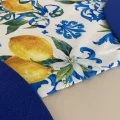 Genel Ürün Amerikan&servis Limon Desenli Runner Ve 6lı Mavi Supla Seti Tasarim
