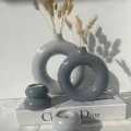 Genel Ürün Ela- 2’li Halka Vazo, Mumluklu Set Koyu Gri Açık Gri