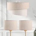 Genel Ürün Kumaş Pasta Modern Tekli Ve İkili Gold Abajur Seti
