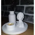 Biblo Dekoratif Kuru Çiçek  Vazosu Kadın Figür Biblo Tealight Mumluk Seti