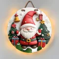 Genel Ürün Yılbaşı Led Işıklı Kapı Süsü Yeniyıl Noel Baba Ahşap Üzeri Baskı Hediyelik
