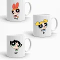 Hacamat Seti Powerpuff Girls Baskılı 3lü Porselen Kupa Seti mug cup Zanur