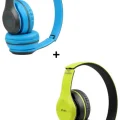 Genel Ürün (ÇKR) 2 Adet P47 Extra Bass Wireless Bluetooth Kulaklık 5.1 Edr Mavi Yeşil 2 Adet