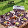 Genel Ürün Piknik Seti 32 Parça 6 Kişilik Bardak Çatal Kaşık Bölmeli Tabak (RENKLER KARIŞIK GÖNDERİLİR)