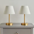 Lamba Gold Ayaklı Beyaz Şapkalı Pilli İki Adet Aç Kapa Butonlu Abajur Masa Lambası
