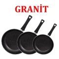 Genel Ürün 3lü Kuvars Granit Tava Seti 18-22-26 Cm