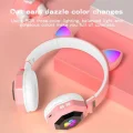 Genel Ürün Rgb Vilya Uyumlu  Kedi Kulağı Detaylı Bluetooth Kablosuz Kulaklık Çocuk Oyuncu Fm Radyo Hafıza Kar