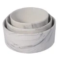 Genel Ürün Saklama Kabı Beyaz Seramik Mermer Desenli Vakum Kapak 3lü Saklama Kabı