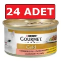 Genel Ürün Gold Somonlu Ve Tavuk Etli Kedi Konservesi 24 Adet 85 Gr Parça Etli Yaş Mama