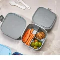 Genel Ürün 2 Katlı 4 Bölmeli Gri Premium Kiddy Lunch Box - Premium 3 1 Beslenme Çantası - Yemek Saklama Kabı