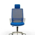 Genel Ürün Arya1 Bilgisayar Koltuğu - Ofis - Müdür - Büro - Çalışma Sandalyesi Mavi Beyaz Renk Krom Ayaklı