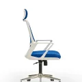Genel Ürün Arya1 Bilgisayar Koltuğu - Ofis - Müdür - Büro - Çalışma Sandalyesi Mavi Beyaz Renk Krom Ayaklı
