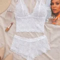 Kadın Beyaz Dantel Bralet Şort Takımı – Romantik ve Zarif İç Giyim