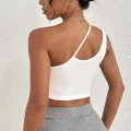 Kadın Beyaz Tek Omuzlu Çapraz Askılı Crop Top Büstiyer