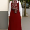 Kadın Bordo Basic Ayarlanabilir Askılı Jile Elbise