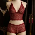 Kadın Bordo Dantel Bralet Şort Takımı – Asil ve Sofistike İç Giyim