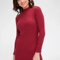 Kadın Bordo Kaşkorse Balıkçı Yaka Uzun Kollu Bodycon Mini Elbise
