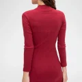 Kadın Bordo Kaşkorse Balıkçı Yaka Uzun Kollu Bodycon Mini Elbise