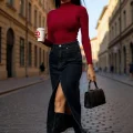Kadın Bordo Kolsuz Balıkçı Yaka Basic Bluz