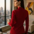 Kadın Bordo Parmak Detaylı Esnek Uzun Kollu Body