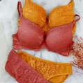 Kadın Hardal Ve Kiremit Rengi Dolgulu Balenli Sütyen Külot 2li Paket