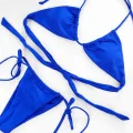 Kadın Mavi Yandan Bağlamalı Tangalı Üçgen Bikini Mayo Takımı