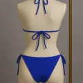 Kadın Mavi Yandan ve Boyundan Bağlamalı Bikini Mayo Takımı