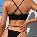 Kadın Siyah File Detaylı Özel Bikini Takımı