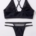 Kadın Siyah File Detaylı Özel Bikini Takımı