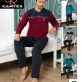 Kapitex 5817 Erkek Uzun Kol Düğme Yaka Pijama Takımı